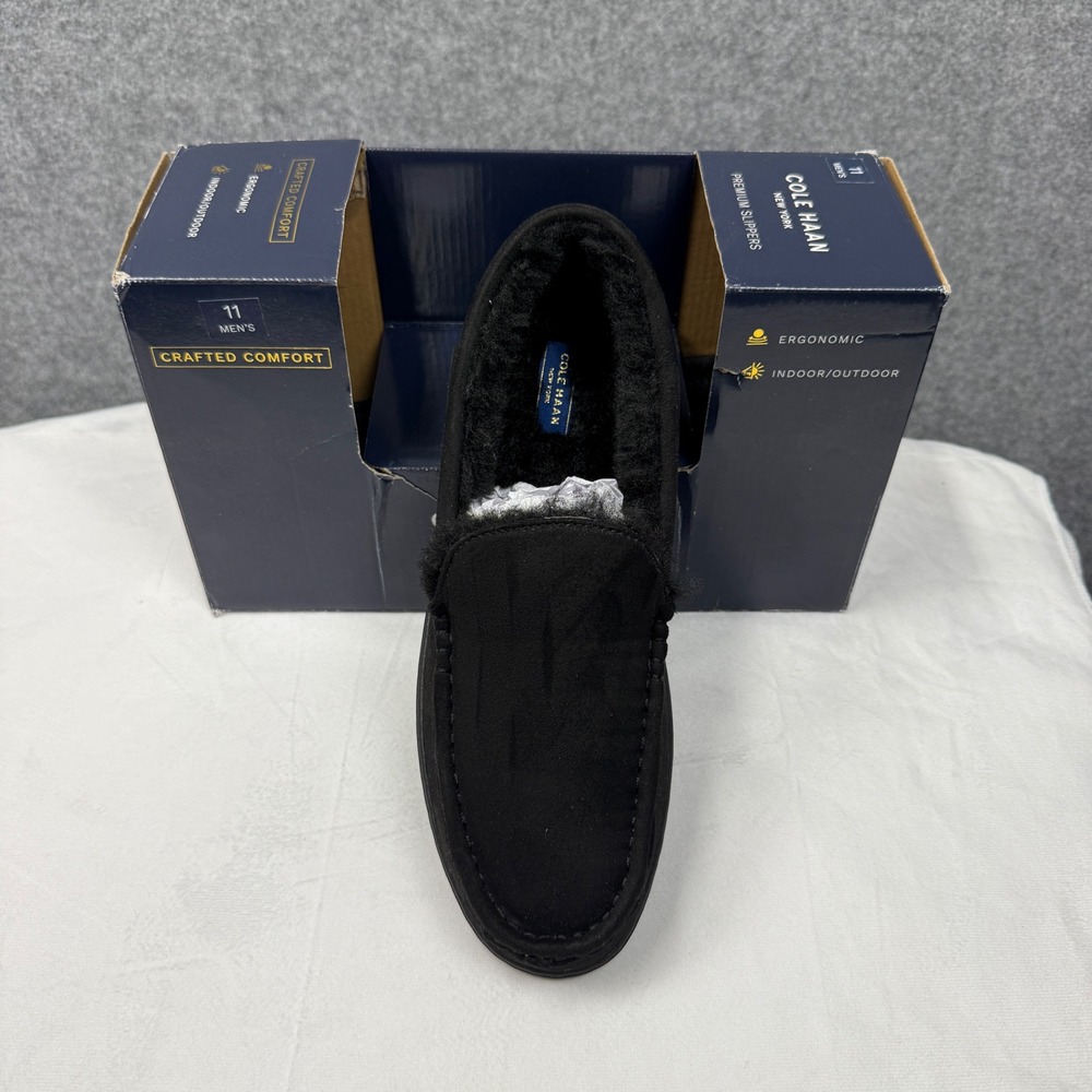 Cole Haan Mens Microsuede Venetian Slippers Caviar Black 104874 Size 11 NEW - Picture 6 of 10